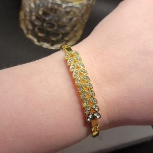 Gold Diamond Rhinestone Cuff Bracelet